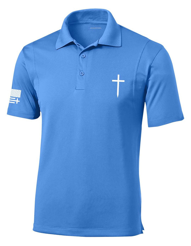 Trenz Shirt Company Mens Christian Polo Embroidered Cross Golf